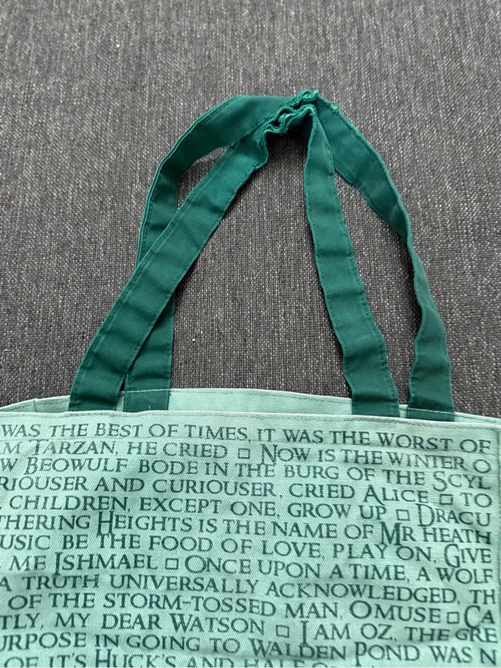 Barnes & Noble Two-Tone Green Canvas Tote retro embroidered classic
